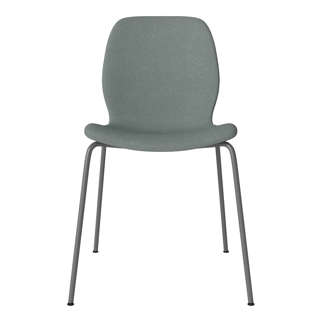 Seed Dining Chair - Upholstered -  Steel Base, Grey Lacquered