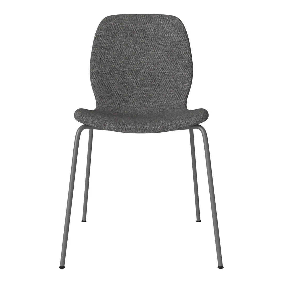 Seed Dining Chair - Upholstered -  Steel Base, Grey Lacquered