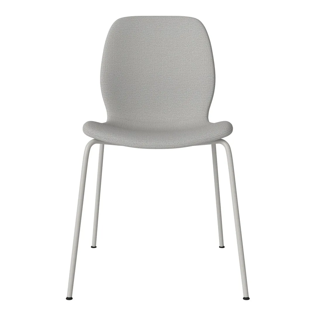 Seed Dining Chair - Upholstered -  Steel Base, Grey Lacquered