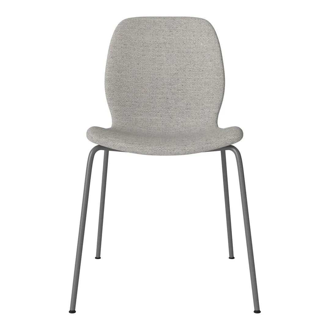 Seed Dining Chair - Upholstered -  Steel Base, Grey Lacquered