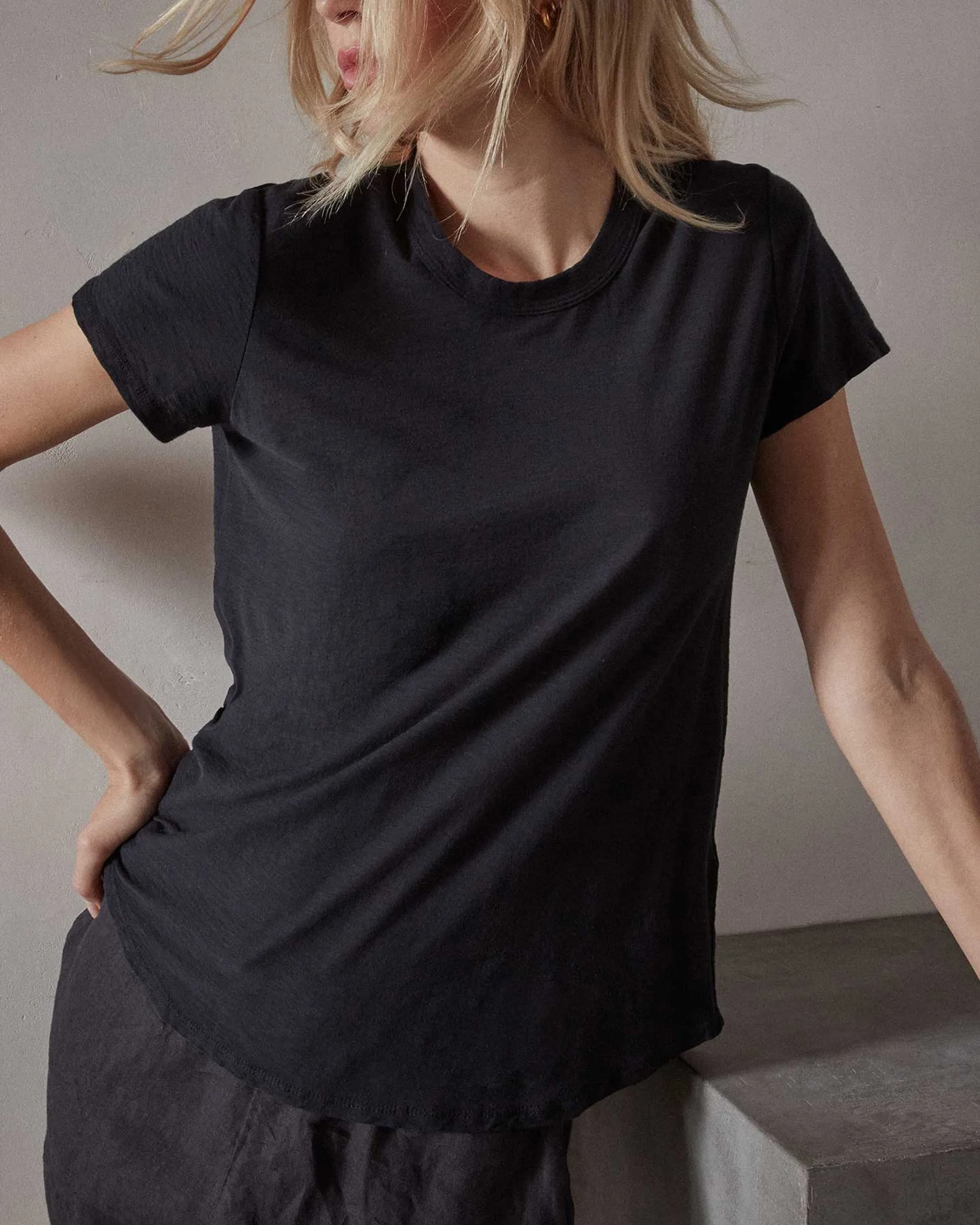 Sheer Slub Crew Neck Tee