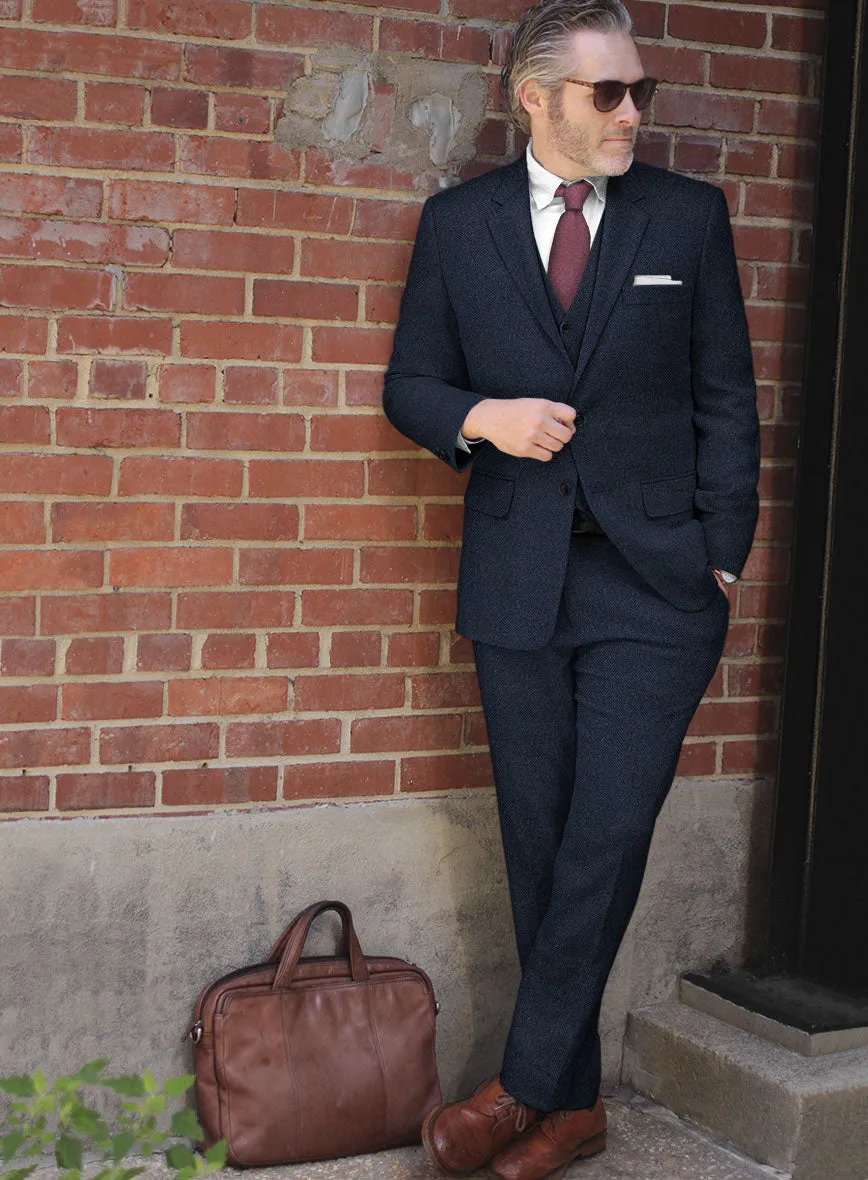 Showman Blue Herringbone Tweed Suit