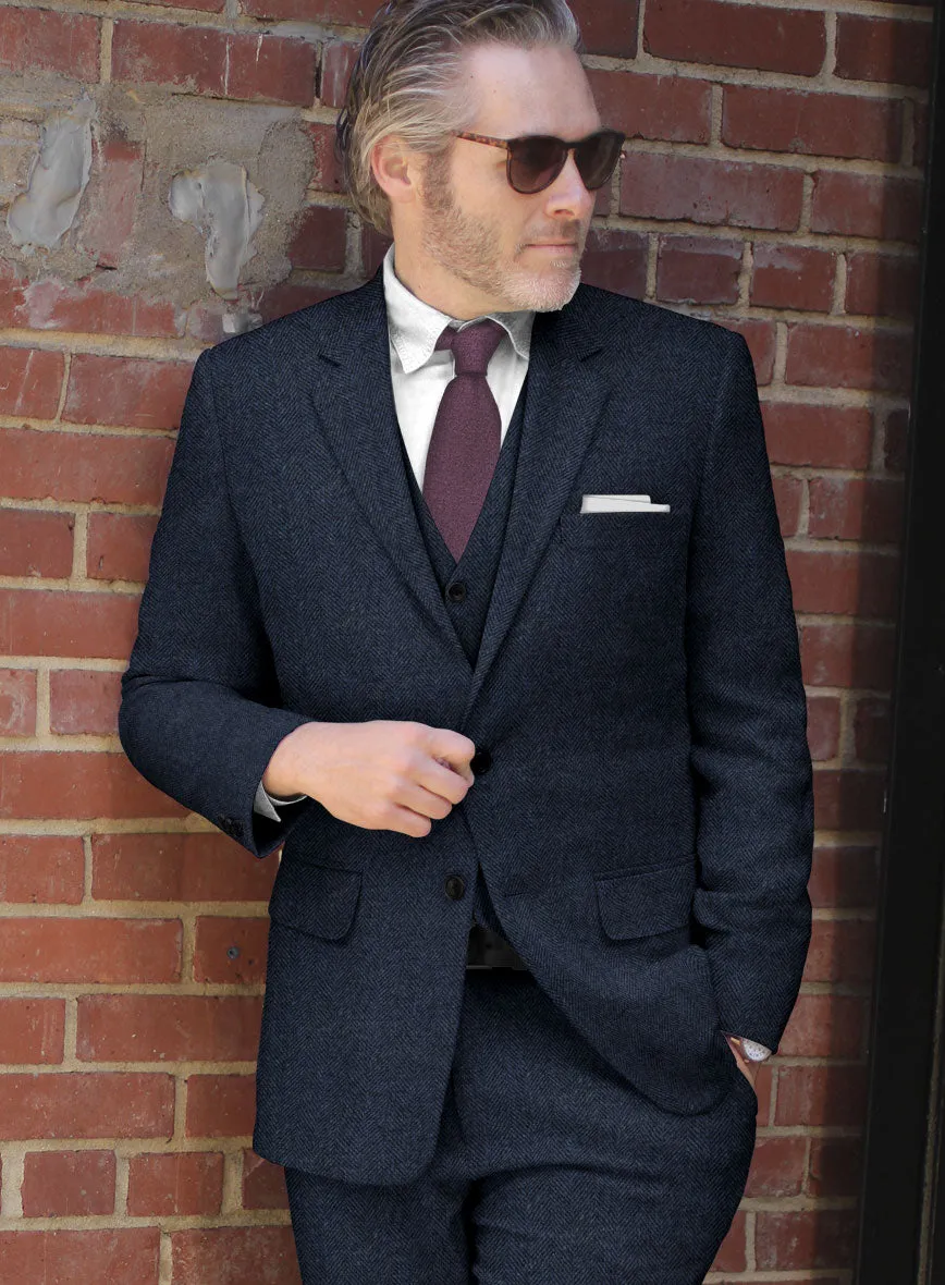 Showman Blue Herringbone Tweed Suit