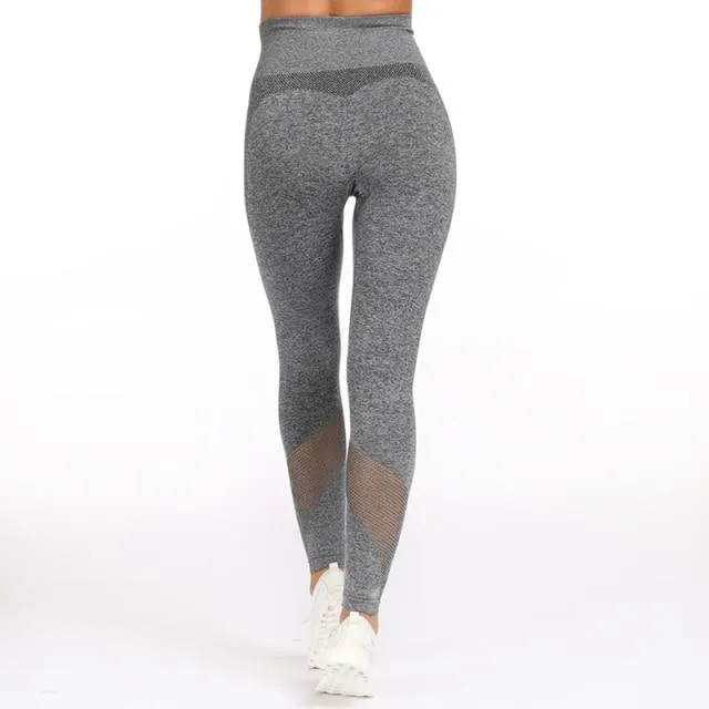 Solid Mesh Push Up Fitness Legging