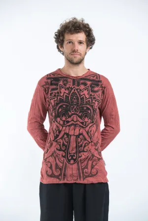 Sure Design Unisex Bali Mask Long Sleeve T-Shirts Brick