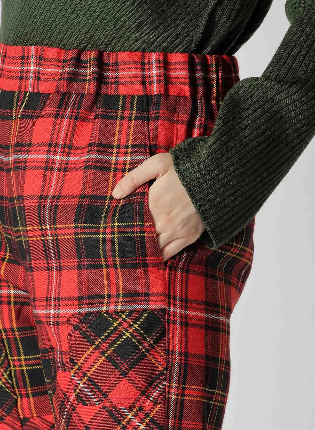 TARTAN CHECK PATCHWORK PANTS