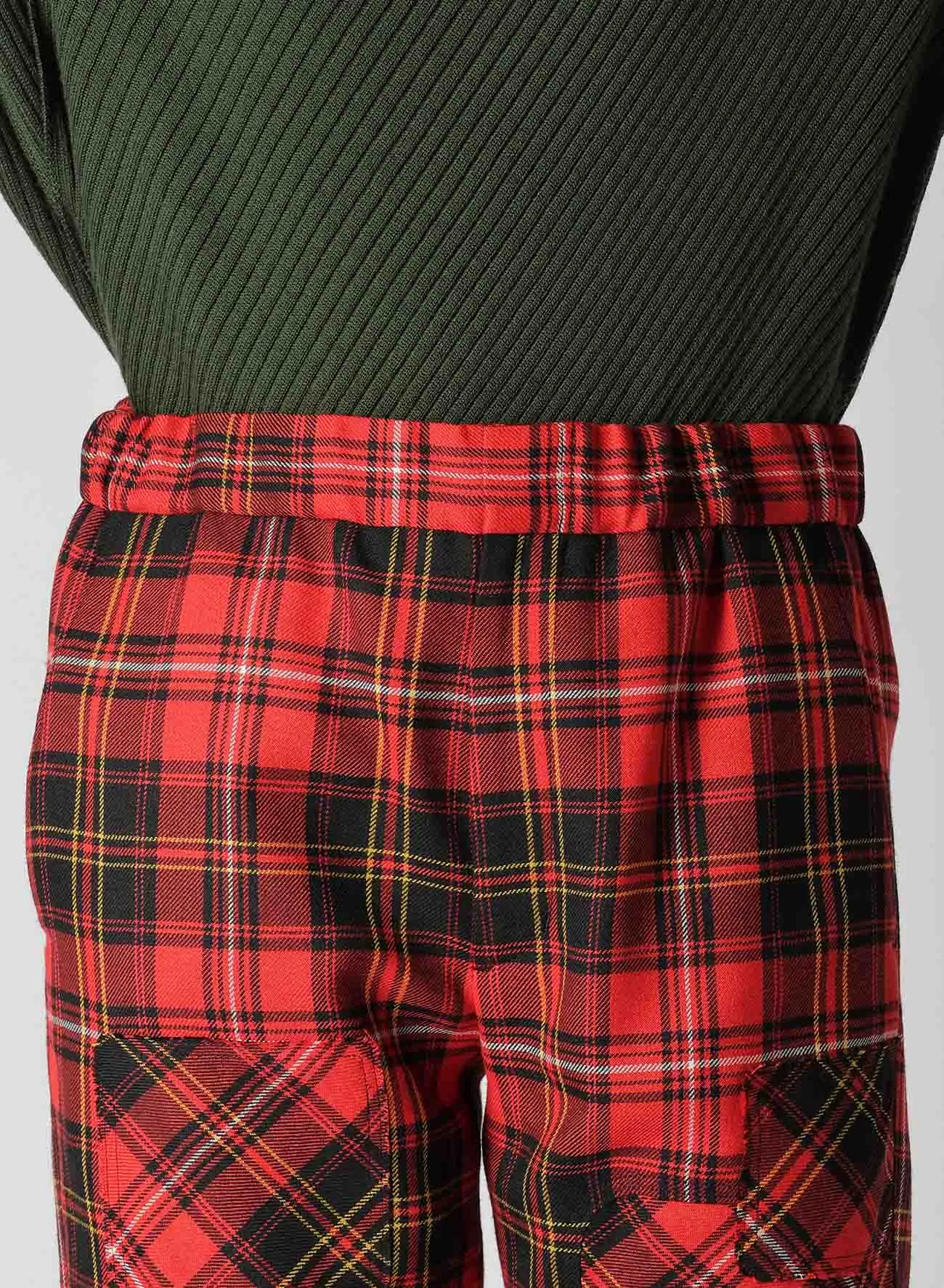 TARTAN CHECK PATCHWORK PANTS