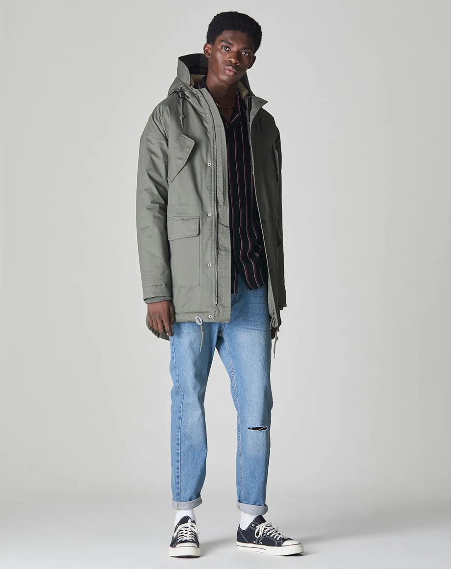 TOMRA OVERSIZED SHERPA LINED MENS PARKA | DARK KHAKI