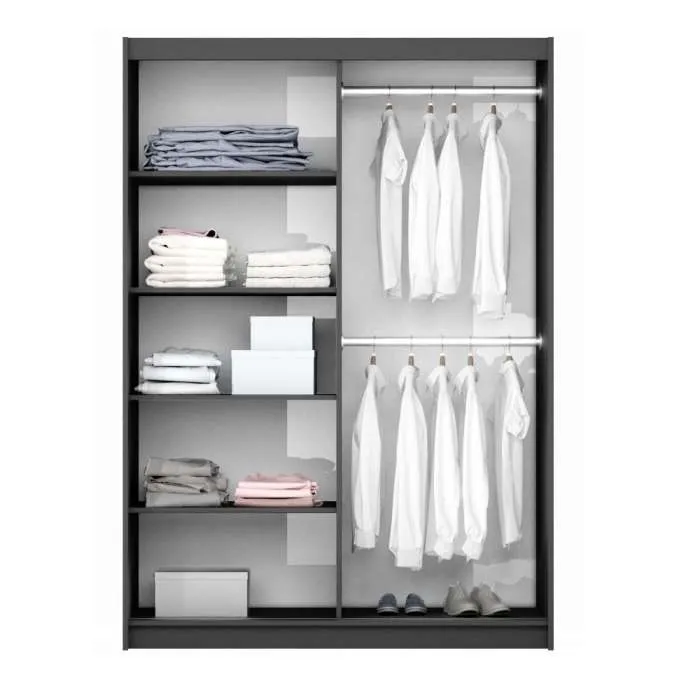 VIGO 150cm Sliding Door Wardrobe Graphite Mirror