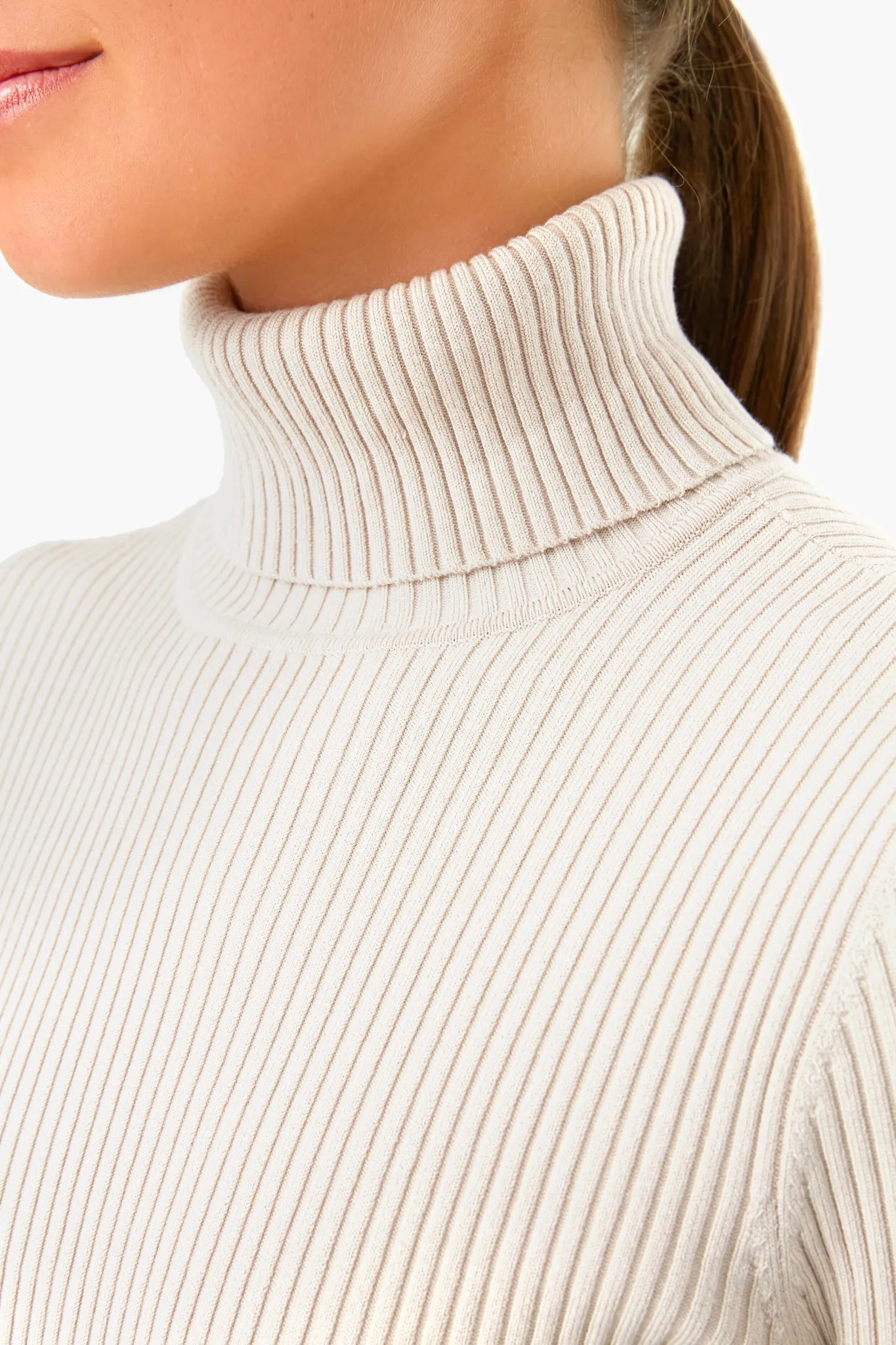 Winter White Sonia Ribbed Turtleneck