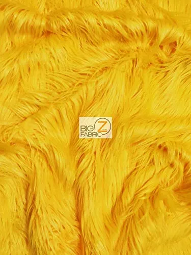 Yellow Solid Gorilla Animal Long Pile Faux Fur Fabric / Sold By The Yard