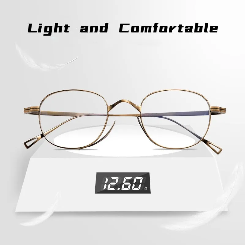 Yimaruili Unisex Full Rim Small Round Square Titanium Alloy Eyeglasses K5093