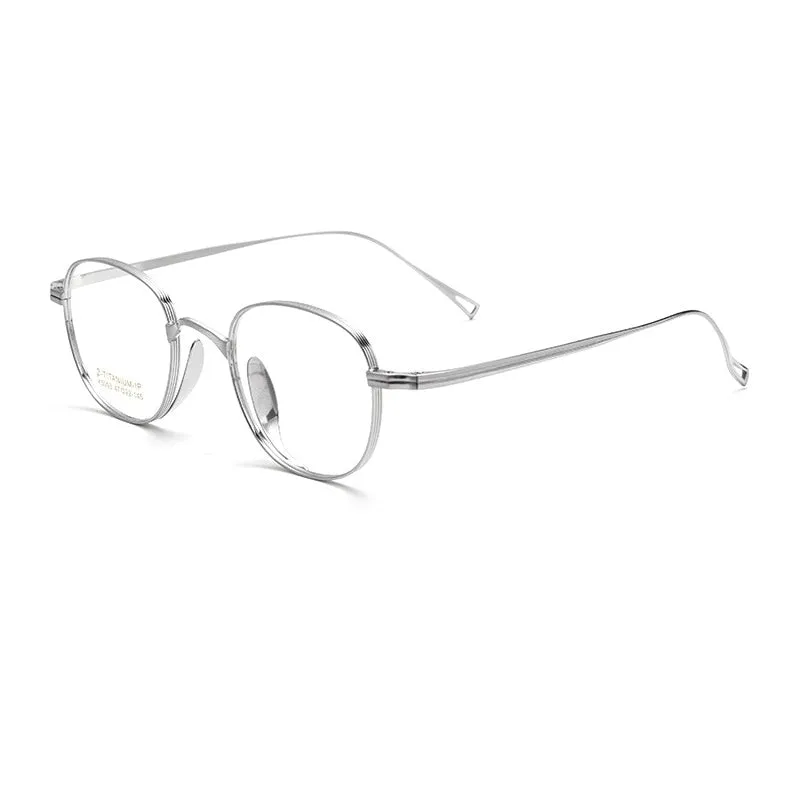 Yimaruili Unisex Full Rim Small Round Square Titanium Alloy Eyeglasses K5093